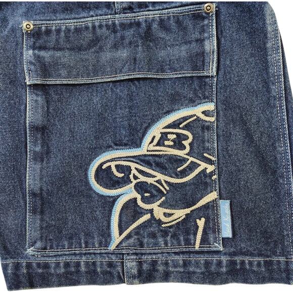 VTG Y2K School of Hard Knocks Men's Medium Wash Baggy Denim Cargo Short Size 36 - Picture 6 of 11